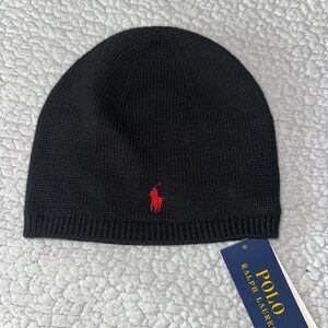 Polo by Ralph Lauren Black and Red Knit Hat